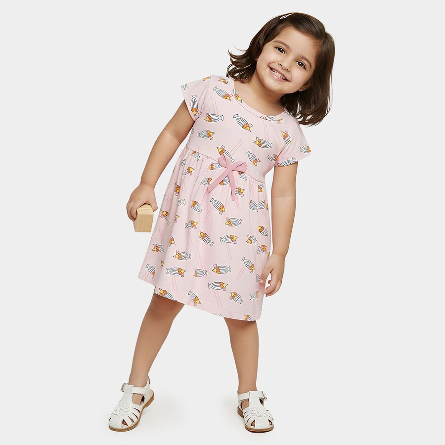 Girls' Frock, हल्का गुलाबी, large