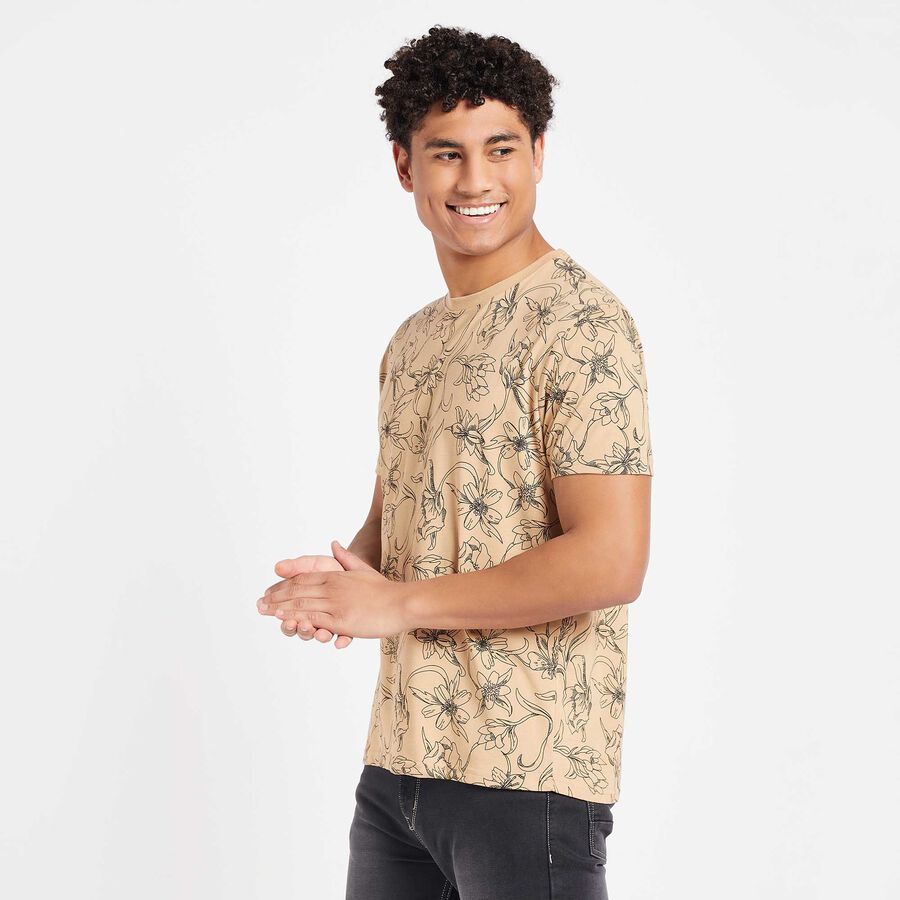 Round Neck T-Shirt, Beige, large image number null