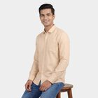Men's Peach Half Sleeve Spread Collar Casual Shirt, Peach, small
