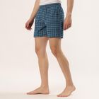 Men's Blue Regular Fit Checked Half Pant, Mid Blue, small