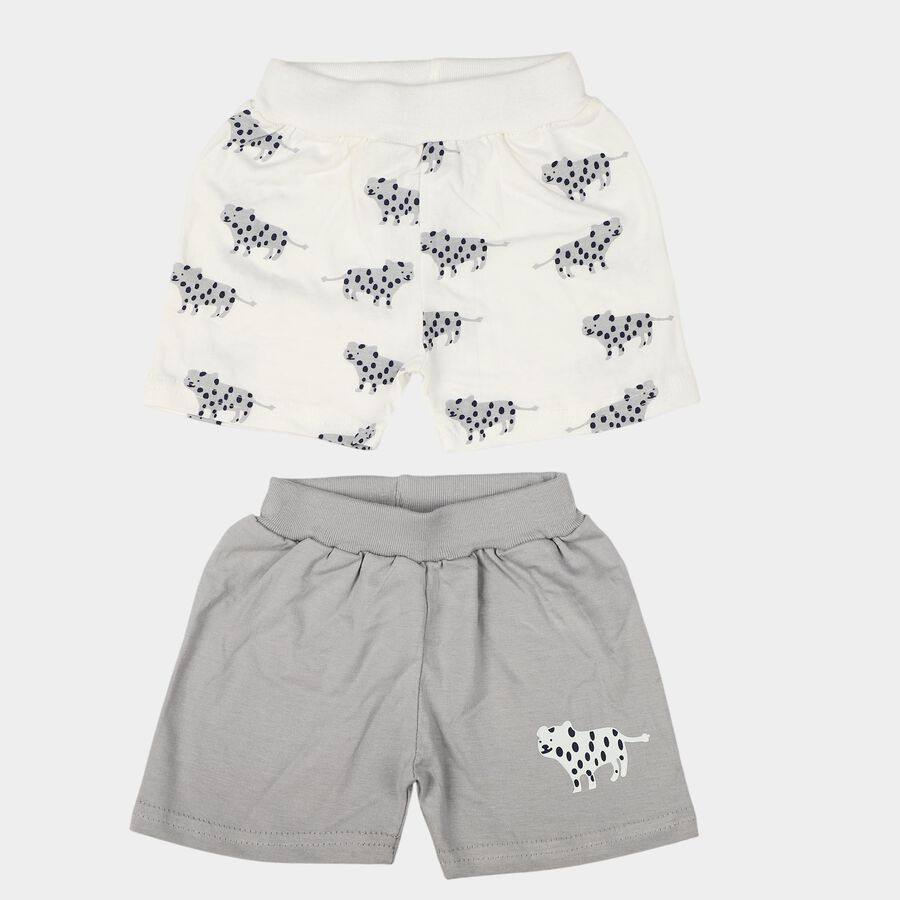 Infants' Grey Regular Fit Printed Half Pant, Light Grey, large