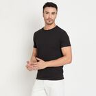 Men's Round Neck Half Sleeves T-Shirt, Black, small image number null