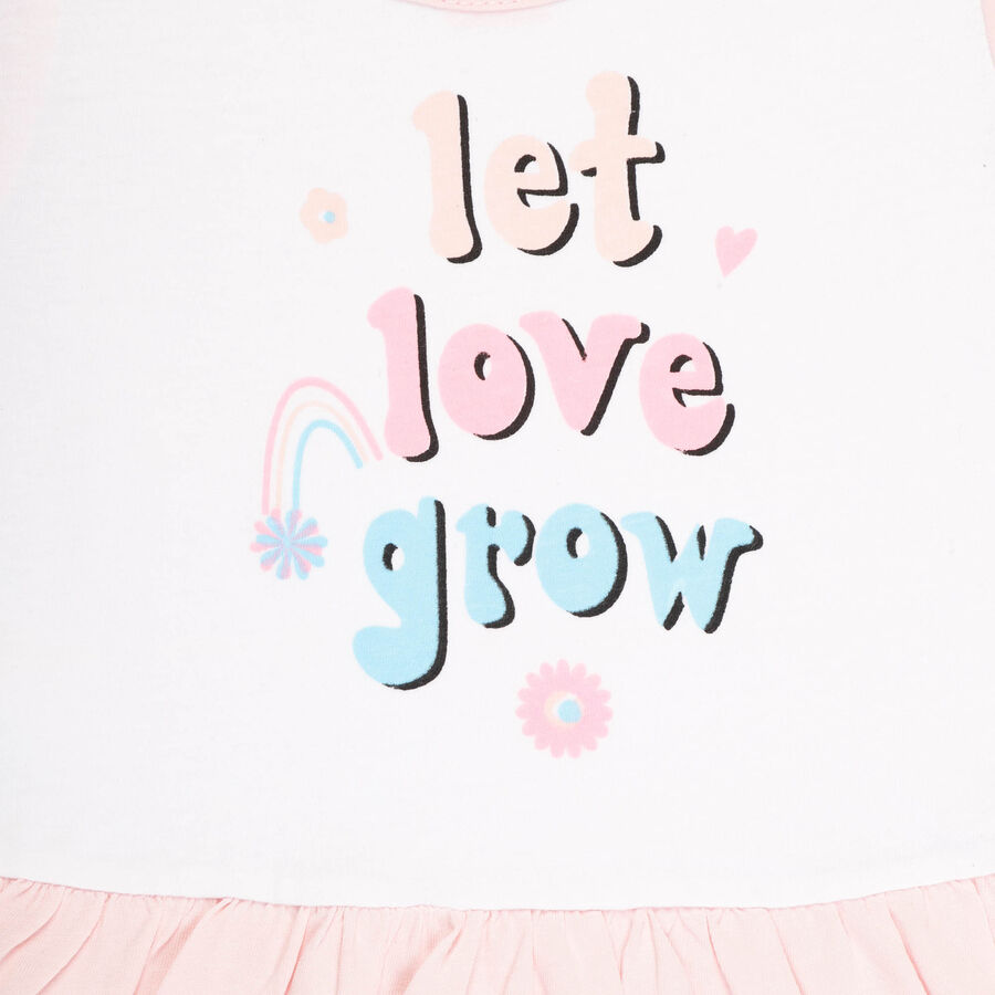 Girls Cotton Frock, Peach, large image number null