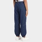 Girls' Navy Blue Jogger Fit Drawstring Jeans, मध्यम नीला, small