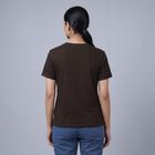 Women's Brown Round Neck Classic T-Shirt, भूरा, small