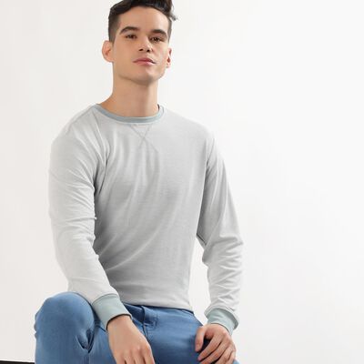 Men's Light Grey Crew Neck Casual T-Shirt