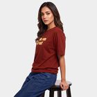 Women's Rust Round Neck Regular T-Shirt, Rust, small