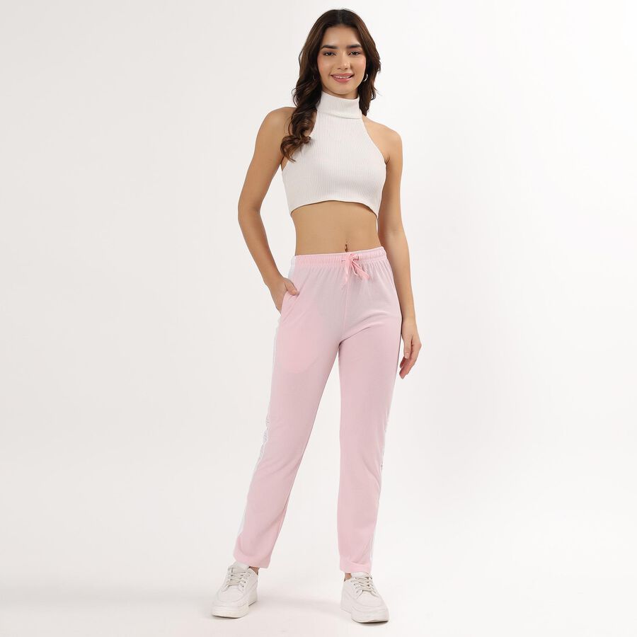 Unisex Black Straight Fit Regular Track Pants, लाइलेक, large image number null
