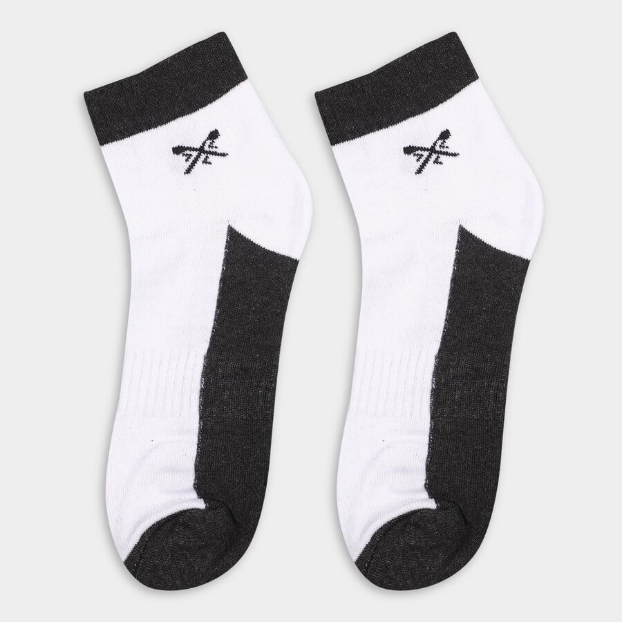 Men's Black and Gray Ankle-Length Cotton Blend Socks, Black, large image number null