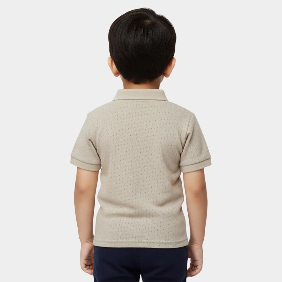 Boys Beige Polo Neck Casual T-Shirt, गहरा पीला, large
