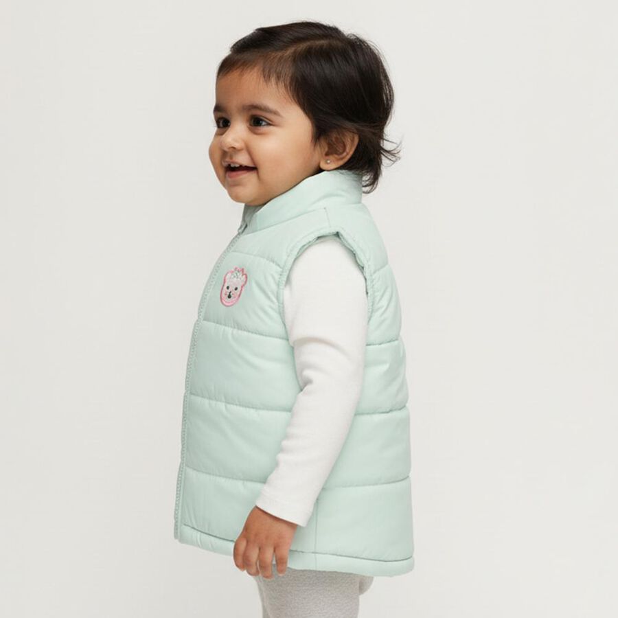 Infants Light Mint Green Zip Casual Jacket, Light Green, large image number null