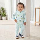 Infants' Aqua Cotton Round Neck Graphic Print Baba Suit, Aqua, small