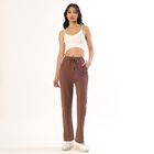 Women's Warm Mocha Brown Side-Striped Relaxed Fit Track Pants, Brown, small image number null