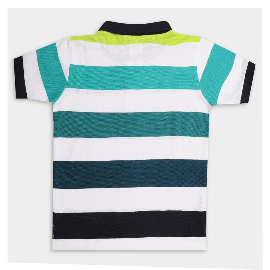 Boys' 100% Cotton Collar Half Sleeves T-Shirt, White, large image number null