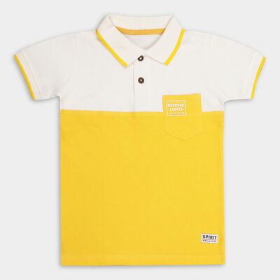 Boys Bright Yellow Cotton Polo Neck Half Sleeve T-Shirt