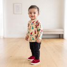 Infants' Beige 100% Cotton Round Neck Graphic Print Baba Suit, Beige, small