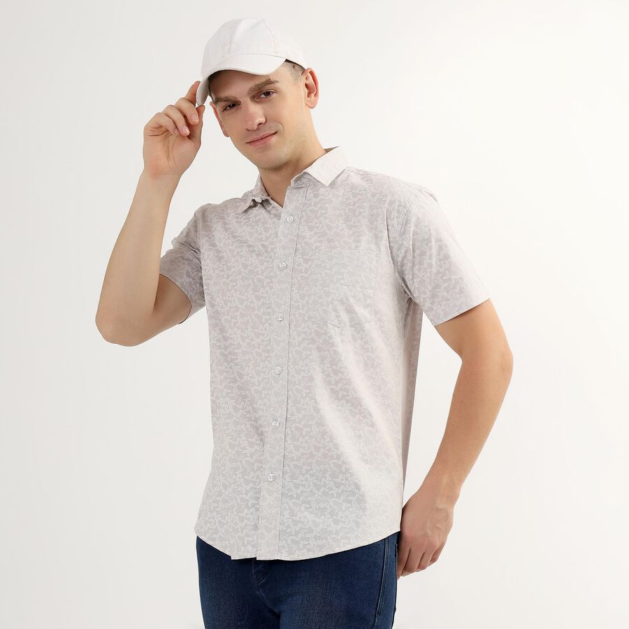 Men's 100% Cotton Regular Collar Casual Shirt , हल्का ग्रे, large image number null