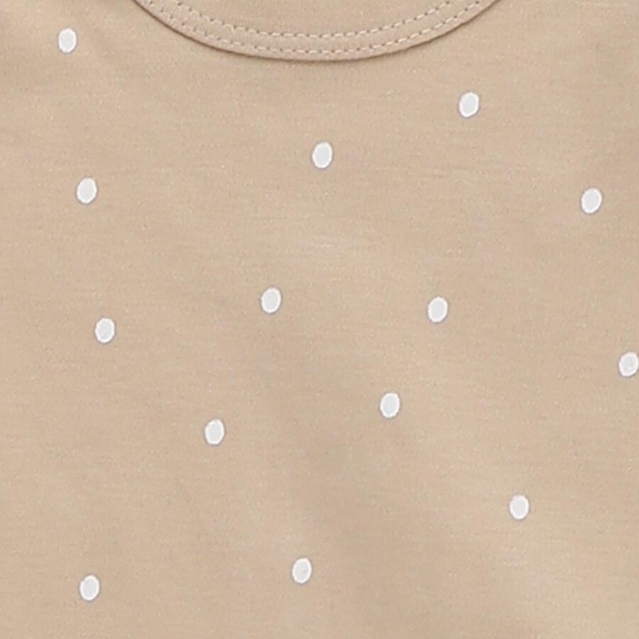 Infants' Light Beige and White Cotton Round Neck Classic Bodysuit Set, गहरा पीला, large image number null