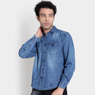 Cotton Solid Casual Shirt, Dark Blue, small image number null