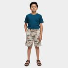 Boys' Beige Cotton Regular Fit Bermuda Shorts, Beige, small