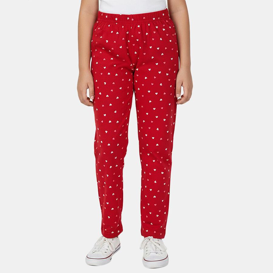 Girls Fuchsia Regular Fit Elasticated Waist Pyjama, रानी (फ्यूशिया), large