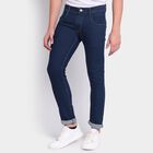 Men's Slim Fit Jeans , गहरा नीला, small