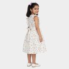 Girls' Soft White Floral Printed Sleeveless Frock, Off White, small