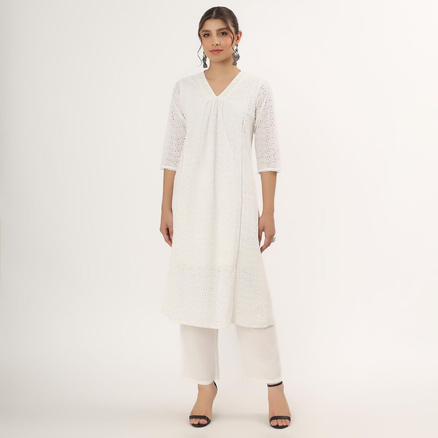 Ladies' Kurta , ऑफ व्हाइट, large