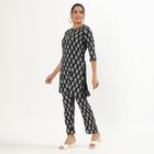 Women's Jet Black Printed Ethnic Set, Black, small image number null