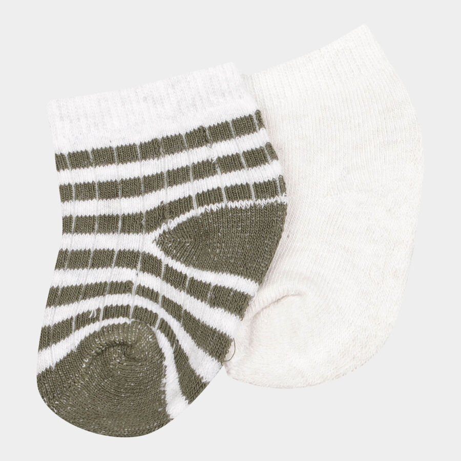 Infants Cotton Stripes Socks, Olive, large image number null