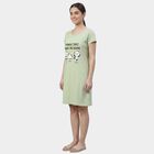 Women's Light Green V-Neck Floral Print Nighty, Light Green, small