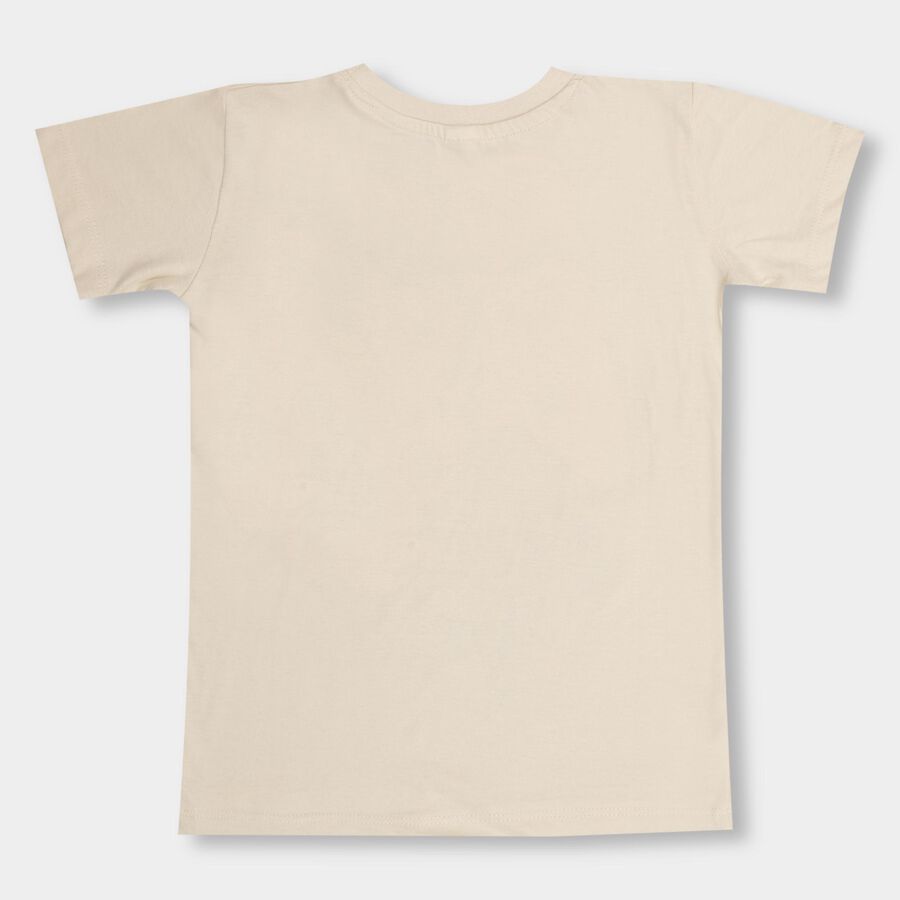 Boys' 100% Cotton Half Sleeves T-Shirt, Beige, large image number null