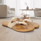 Women's Gold Buckle Strap Thong Sandals, गोल्डन, small
