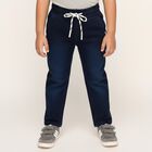 Boys' Deep Navy Jogger Fit Elastic Waist Jeans, गहरा नीला, small image number null