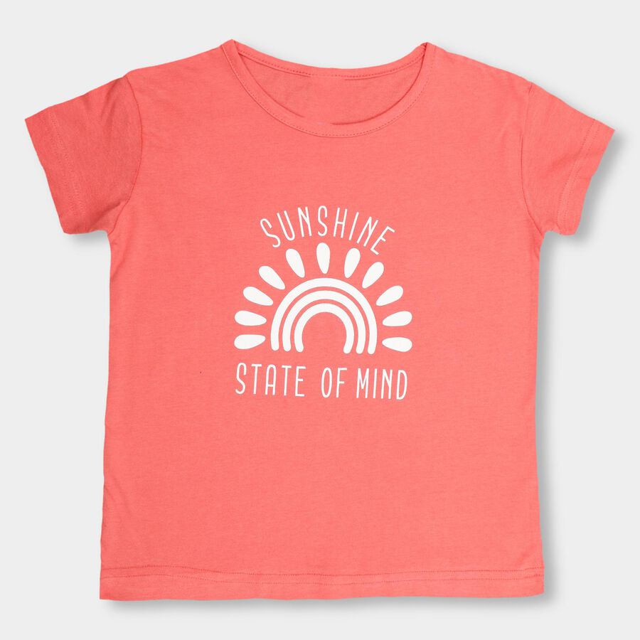 Girls' T-Shirt , Peach, large image number null