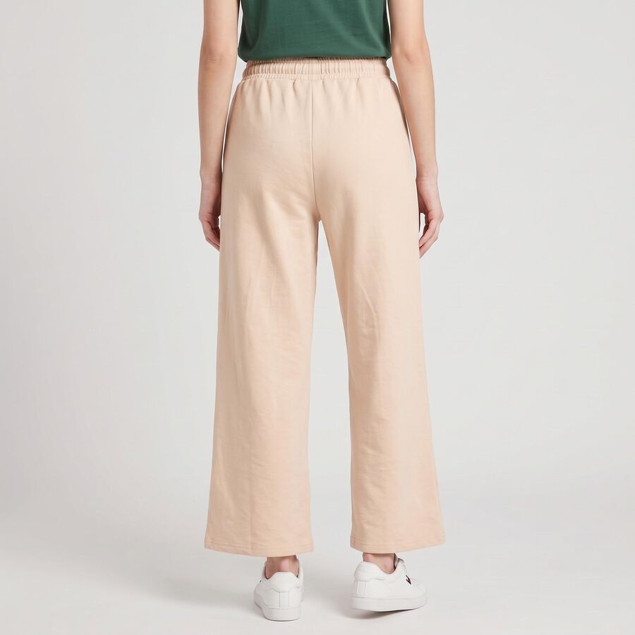 Women's Beige Wide Leg Pintuck Track Pants, गहरा पीला, large