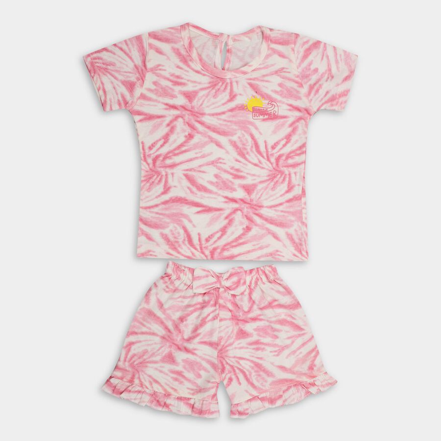 Infant Girls' 100% Cotton Short Set , गुलाबी, large image number null