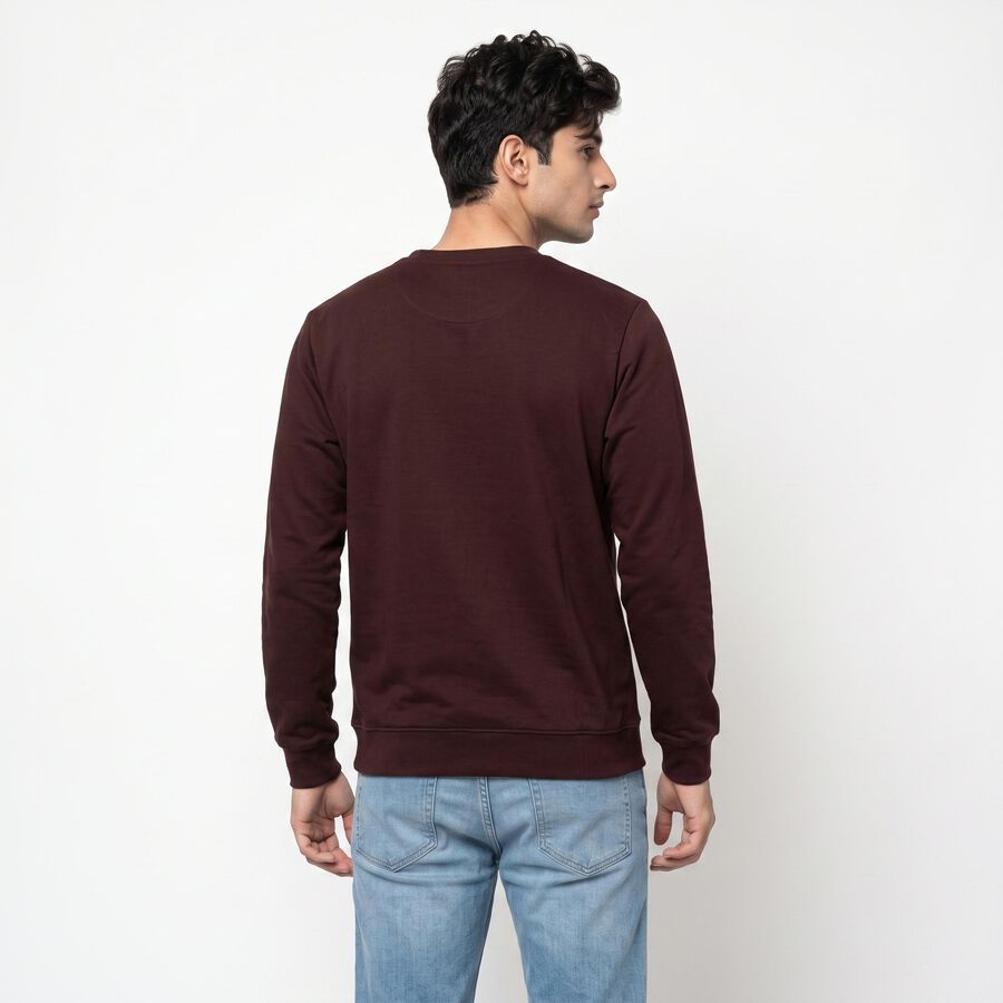 Men's Wine Crew Neck Pullover Sweatshirt, Wine, large