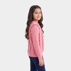 Girls' Pink Crew Neck Cable Knit Pullover, Light Pink, small