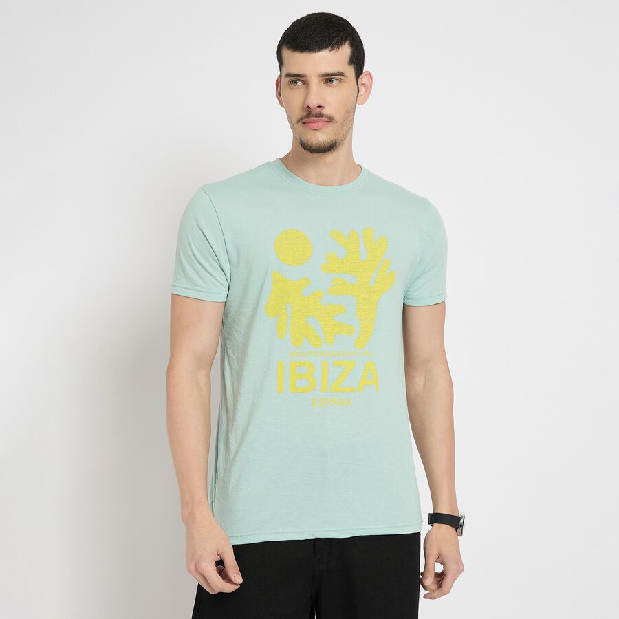 Men's Round Neck Half Sleeves T-Shirt , Aqua, large image number null