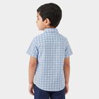 Boys Light Blue Cotton Checked Casual Shirt, हल्का नीला, small