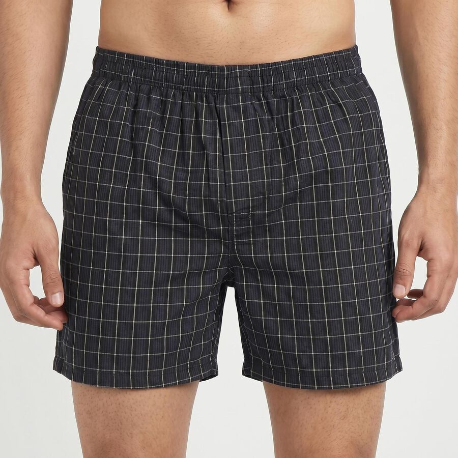 Men's Navy Blue Regular Fit Solid Boxers, Navy Blue, large