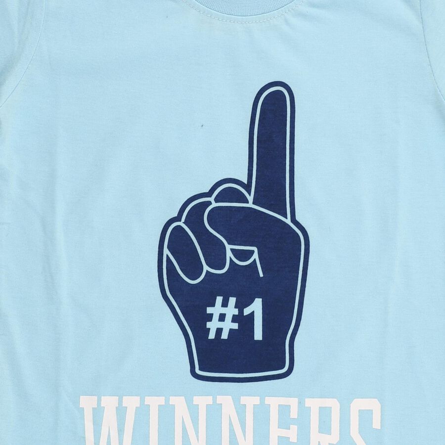 Boys Light Blue Crew Neck Casual T-Shirt, हल्का नीला, large image number null