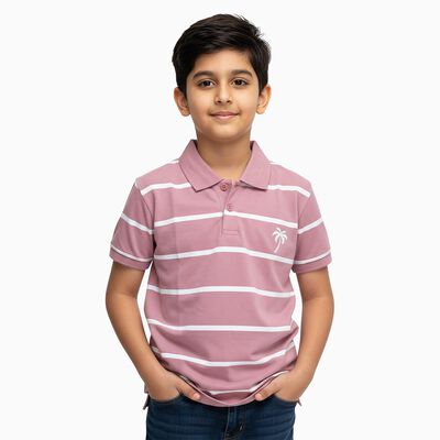 Boys Bright Rose Pink Cotton Crew Neck Streetwear T-Shirt