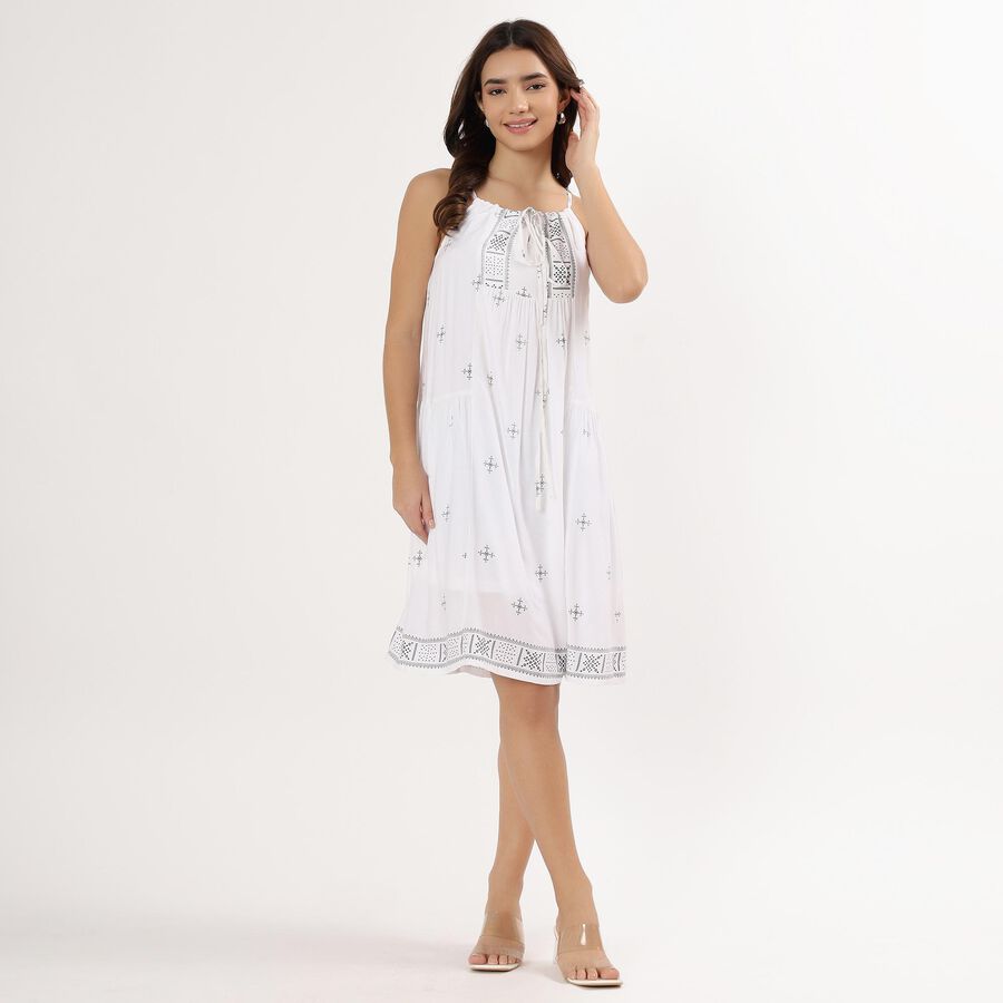 Women's Multicolor Empire Waist Sleeveless Dress, Off White, large image number null
