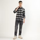 Men's Dusty Charcoal Black Plaid Classic Casual Shirt, काला, small image number null