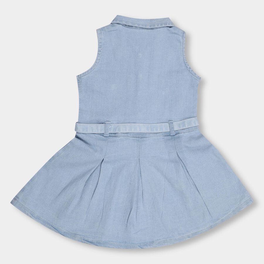 Girls' Light Blue Sleeveless A-Line Frock, Light Blue, large image number null