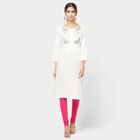 Embroidered Straight Kurta, Off White, small image number null