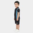 Boys Navy Blue Polo Neck Striped Baba Suit, Navy Blue, small