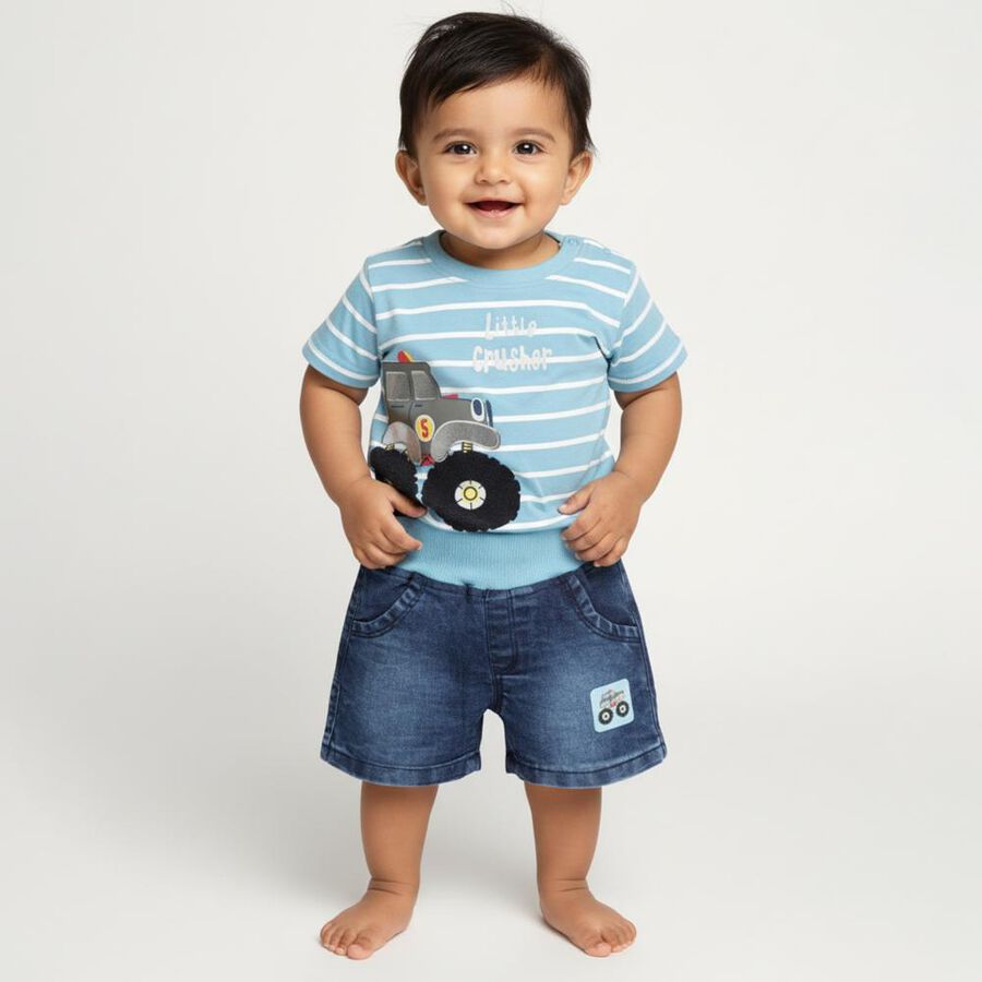 Infants' 100% Cotton Baba Suit, Mid Blue, large